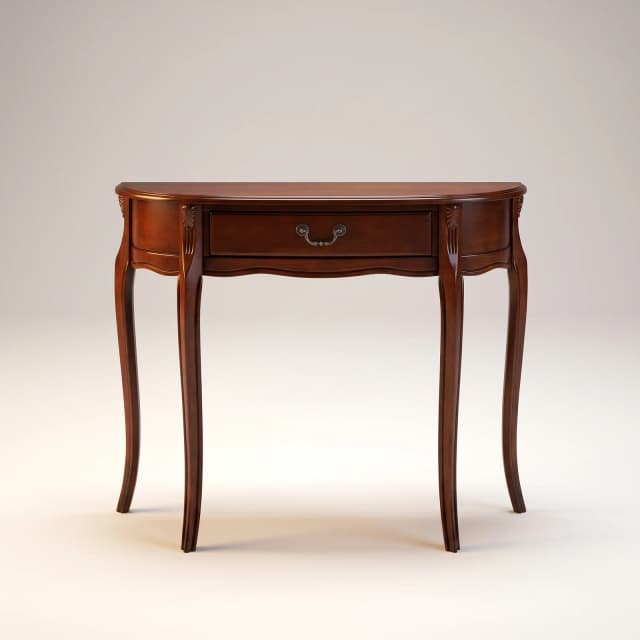 Curved Teak Wood Console with Storage Space.