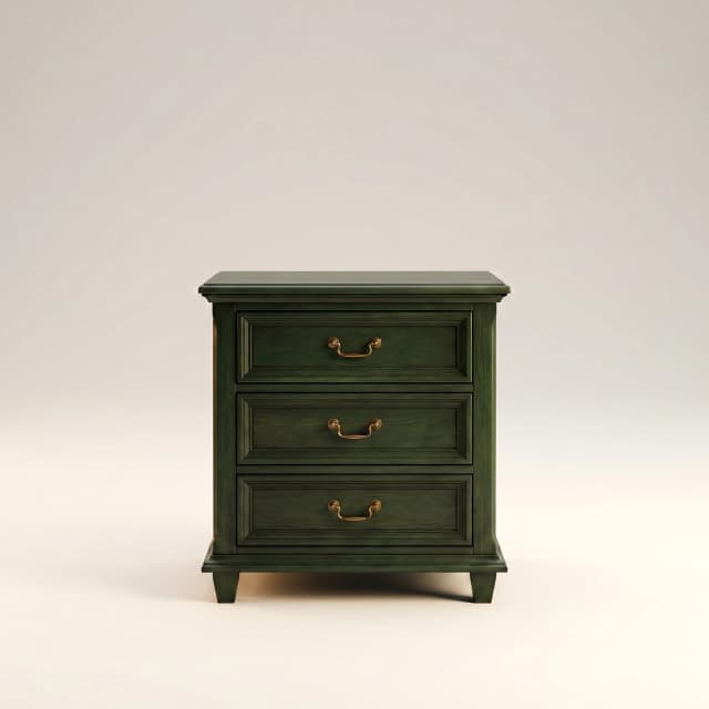 The Hampstead Side Table, a teak wood side table with three drawers, exuding Victorian elegance and sturdy construction.