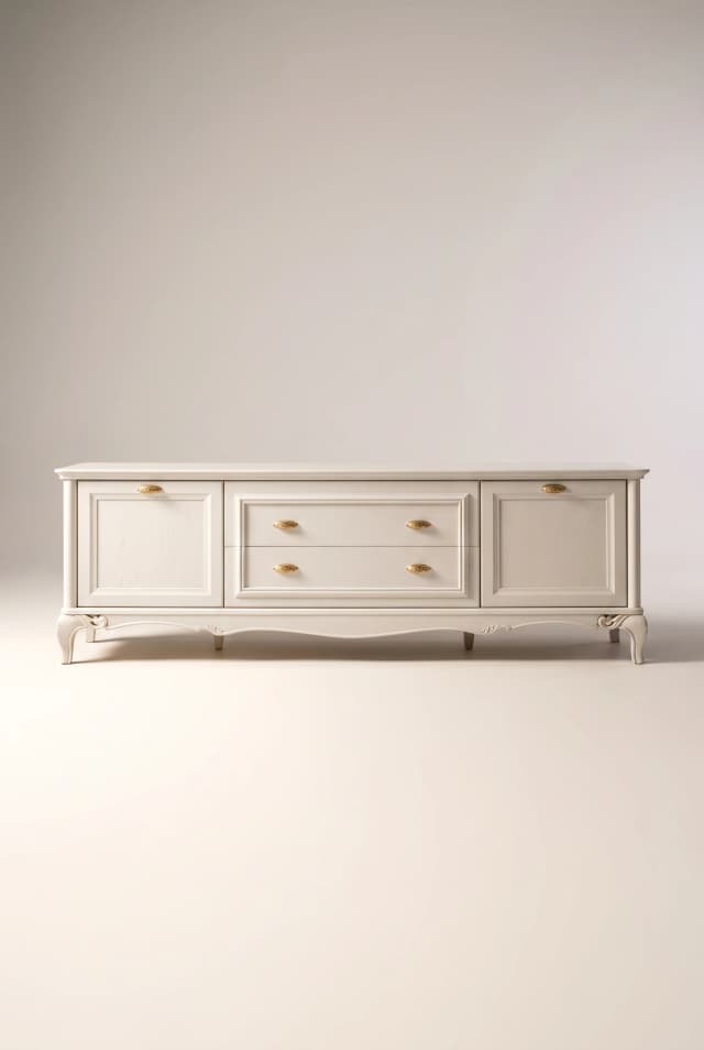 Emilia Carved Teak Credenza.