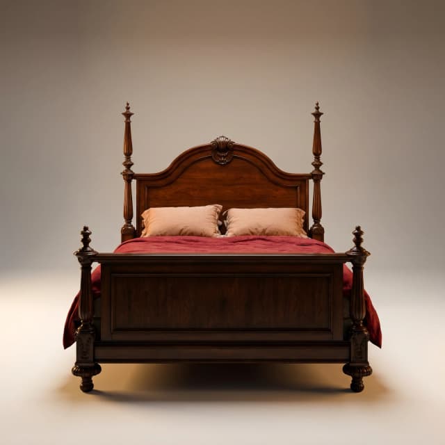 Solid teak wood Amelia Poster Bed in a traditional Victorian-style design. Features four poster posts and a sturdy bed frame.
