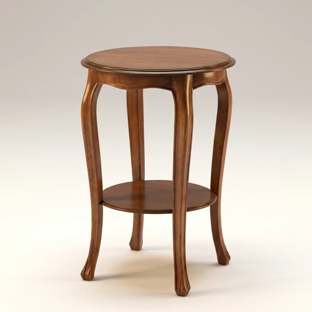 Victorian-style Empire side table with a circular wooden surface and curved legs, exuding luxury and sophistication.