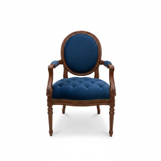 Elegant Victorian-style armchair crafted from luxurious teak wood.